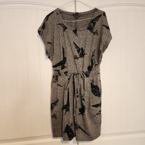 Forever 21 grey dress with bird print, size medium